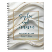 Chic Satin Wedding Blue und Gold Planner Notebook Notizblock (Vorderseite)