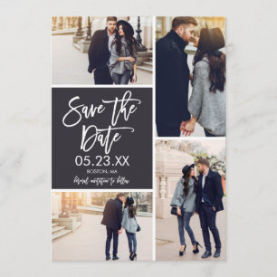 Chic Save the Date 4-Foto Collage Card