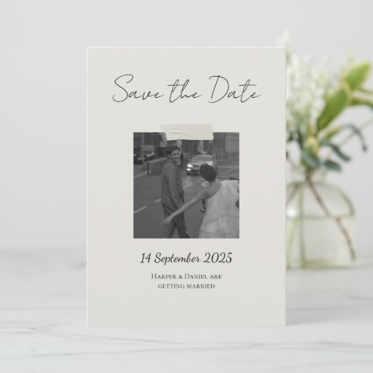 Chic Save The Date Card with personal touch Dankeskarte (Stehend Vorderseite)