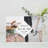Chic Save the Date Foto Collage Wedding Einladung (Stehend Vorderseite)