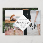 Chic Save the Date Foto Collage Wedding Einladung (Vorne/Hinten)
