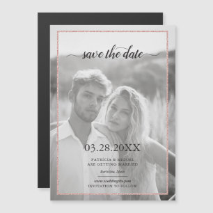 Chic Save the Date Rose Gold Glitzer Look Foto Magneteinladung
