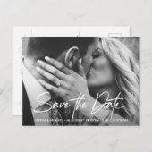 Chic Save the Date Script Custom Verlobung Foto Postkarte (Vorne/Hinten)