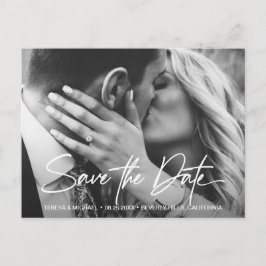 Chic Save the Date Script Custom Verlobung Foto Postkarte
