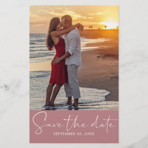 Chic Save the Date Script Dusty Rose Foto Flyer