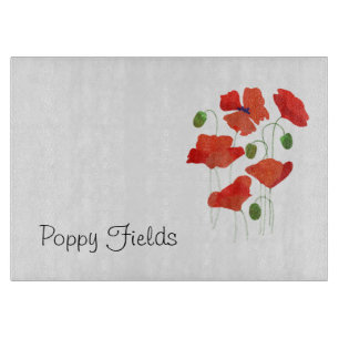 Chic Scarlet Field Poppies Glas Cutting Board Schneidebrett