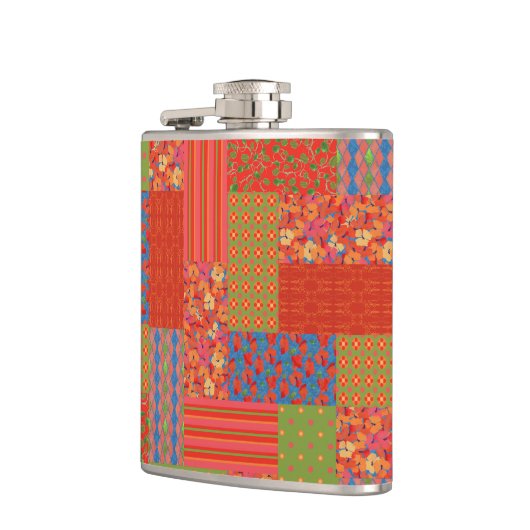 Chic Scarlet Poppies Imitate-Patchwork Hip Flask Flachmann (Links)