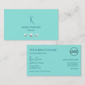Chic Schlicht Aquamarin mit Monogram Logo und Glam Visitenkarte (Vorne/Hinten)