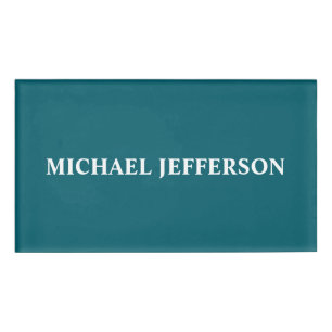 Chic Schlicht dunkle Aquamarine Farbe Personalisie Namenschild