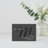 Chic Schlicht Grau Black Out Monogram Business Car Visitenkarte (Stehend Vorderseite)