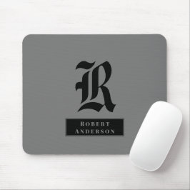 Chic Schlicht Grau und Schwarz Classic Monogram Mousepad