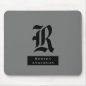 Chic Schlicht Grau und Schwarz Classic Monogram Mousepad (Vorne)