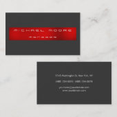 Chic Schlicht Gray Red Strip Manager Business Card Visitenkarte (Vorne/Hinten)