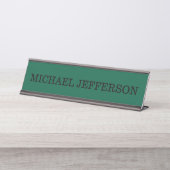 Chic Schlicht Hunter Green Color Personalisierte F Schreibtischnamensplakette (Vorderseite )