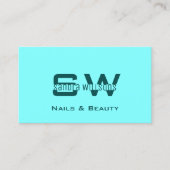 Chic Schlicht Light Dunkel Aquamarin mit Monogramm Visitenkarte (Vorderseite)