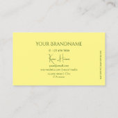 Chic Schlicht Light Yellow mit Monogram und Juwele Visitenkarte (Rückseite)