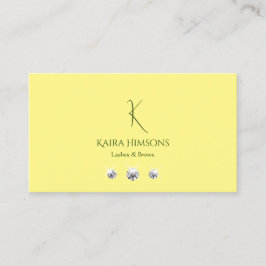 Chic Schlicht Light Yellow mit Monogram und Juwele Visitenkarte