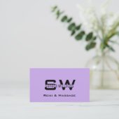 Chic Schlicht Lilac Einfach mit Monogram Light Lil Visitenkarte (Stehend Vorderseite)
