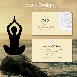 Chic Schlicht Peach Beige Weiße Rose mit einfachem Visitenkarte