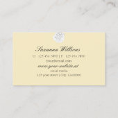 Chic Schlicht Peach Beige Weiße Rose mit Initialen Visitenkarte (Rückseite)
