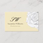 Chic Schlicht Peach Beige Weiße Rose mit Initialen Visitenkarte (Vorderseite)
