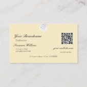 Chic Schlicht Peach Beige White Rose Initial QR Co Visitenkarte (Rückseite)