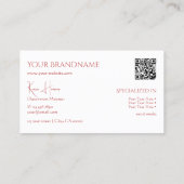 Chic Schlicht White mit Monogram QRCode und Diamon Visitenkarte (Rückseite)