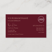 Chic Schlicht Wine Red mit Monogram Logo und Juwel Visitenkarte (Rückseite)