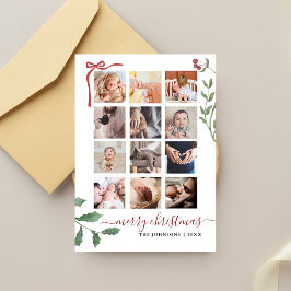 Chic Schrift 12 Fotocollage Botanisches Weihnachte Feiertagskarte