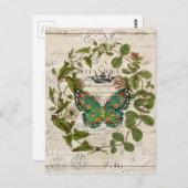 Chic-Schrift, französischer Botanischer Schmetterl Postkarte (Vorne/Hinten)