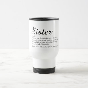 Chic Schrift Schwarze und Weiße Coole Schwester De Reisebecher
