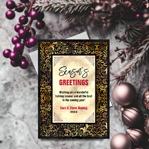 Chic schwarz Blütengold Weihnachten neues Jahr