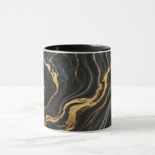 Chic Schwarz & Gold Metallisch Marmor-Optik Glamou Tasse