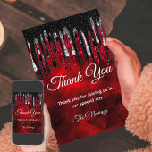 Chic Schwarz und Rot und Silber Drippings danke Karte