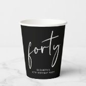 Chic Schwarz-weiß 40. Geburtstag Party Pappbecher (Rückseite)