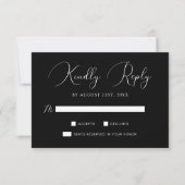 Chic Schwarz-weiß Calligraphy Script Wedding RSVP Karte (Vorderseite)