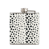 Chic Schwarz-weiß Cheetah Printmuster Monogramm Flachmann (Rückseite)