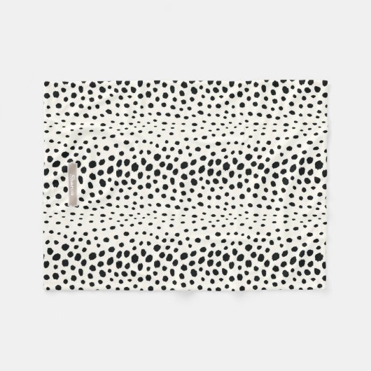 Chic Schwarz-weiß Cheetah Printmuster Monogramm Fleecedecke (Vorderseite (Horizontal))