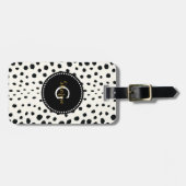 Chic Schwarz-weiß Cheetah Printmuster Monogramm Gepäckanhänger (Vorderseite horizontal)