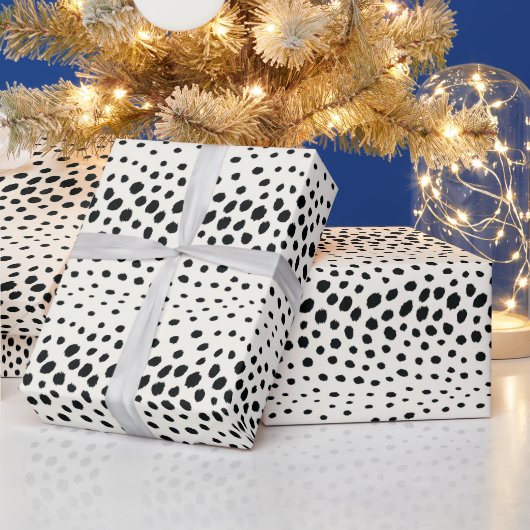 Chic Schwarz-weiß Cheetah Printmuster Monogramm Geschenkpapier (Feiertage)