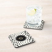 Chic Schwarz-weiß Cheetah Printmuster Monogramm Getränkeuntersetzer (Rechte Seite)