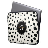 Chic Schwarz-weiß Cheetah Printmuster Monogramm Laptopschutzhülle (Vorderseite Links)