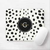 Chic Schwarz-weiß Cheetah Printmuster Monogramm Mousepad (Mit Mouse)