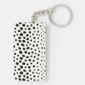 Chic Schwarz-weiß Cheetah Printmuster Monogramm Schlüsselanhänger (Rückseite)