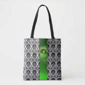 CHIC SCHWARZ-WEISS DAMASK EMERALD GREEN GEM MONOGR TASCHE (Vorderseite)
