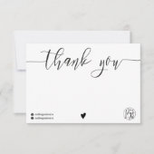 Chic Schwarz-weiß Dankeschön Skriptlogo qr-Code Dankeskarte (Vorderseite)