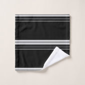 Chic Schwarz-weiß gestreift Badhandtuch Set (Waschlappen)