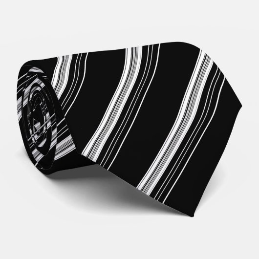 Chic Schwarz-weiß gestreift Krawatte (Gerollt)