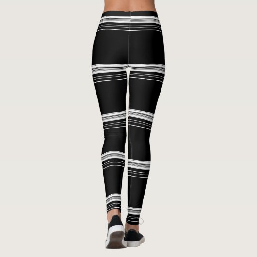 Chic Schwarz-weiß gestreift Leggings (Rückseite)
