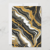 Chic Schwarz-weiß Gold Marmor Look Glam Wedding Einladung (Rückseite)